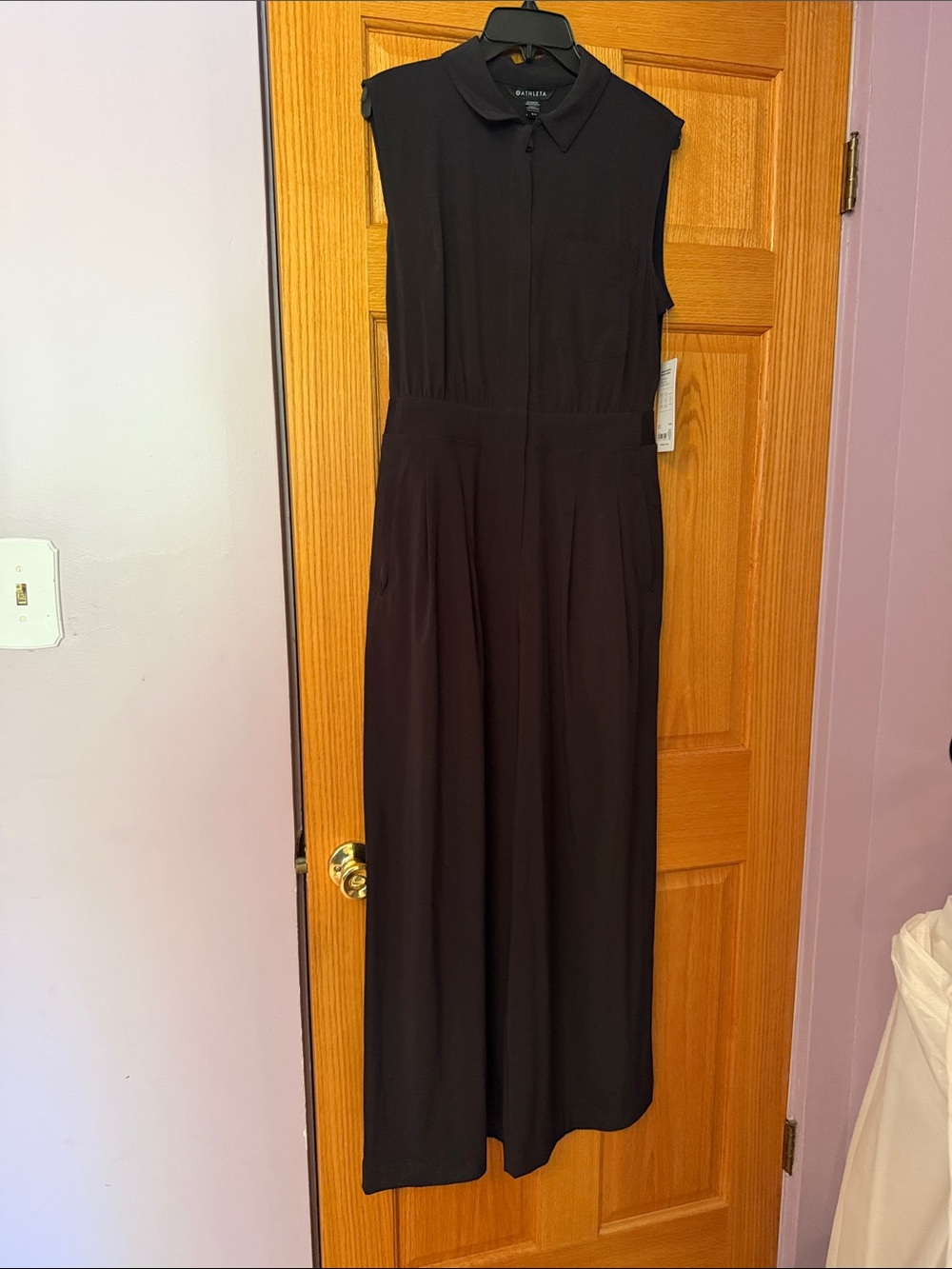 Athleta Brooklyn Heights Wide Leg Black Sleeveless Long Jumpsuit